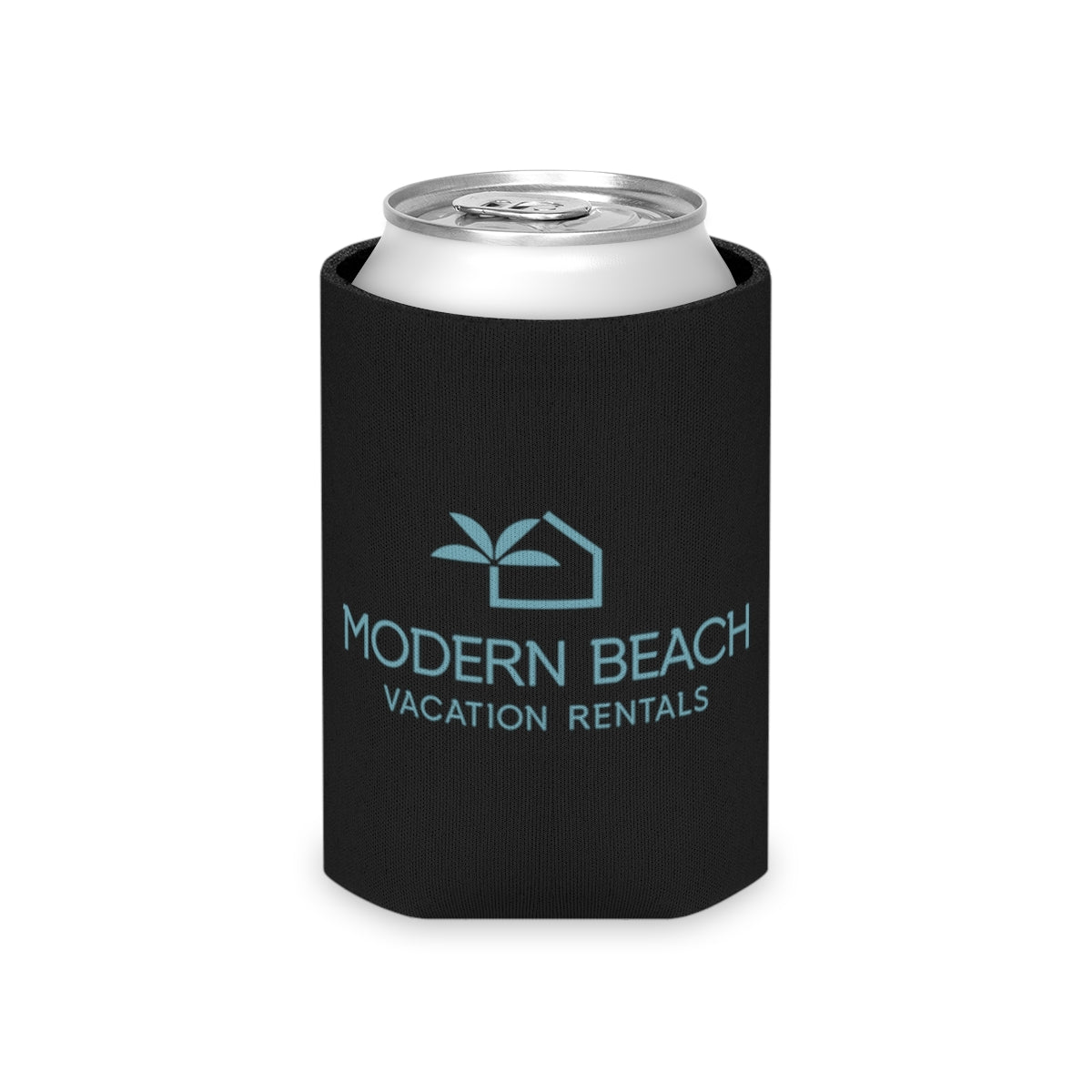 Modern Beach Vacation Rentals Basic Logo Black Can Coozie Cooler