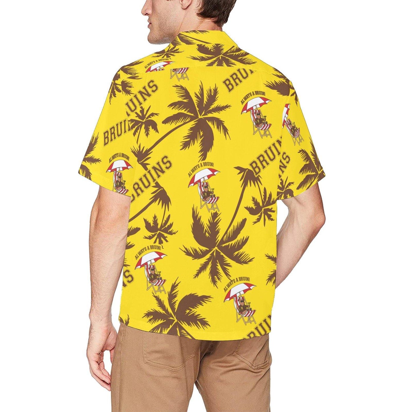 Fargo South High Bruins Bear Palm Trees Yellow Hawaiian Shirt With Pocket - AMMO Pisspot IYAAYAS Gear