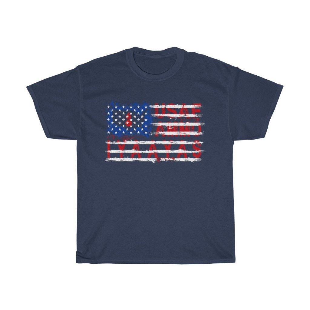 USAF AMMO IYAAYAS With Pisspot Grunge Red White and Blue American Flag Munitions Heritage Unisex Gift T-Shirt - AMMO Pisspot IYAAYAS Gear