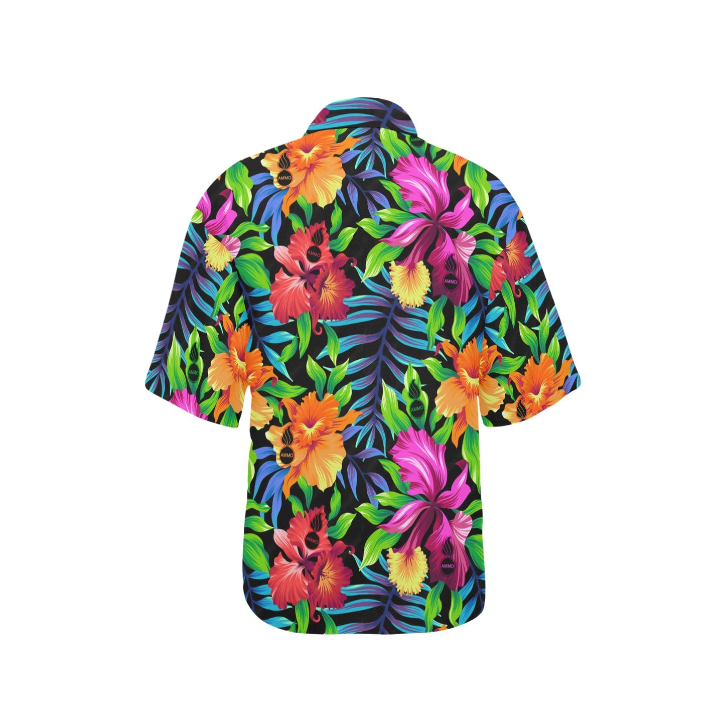 Bright Tropical Flowers With Leaves And Pisspots AMMO Womens Hawaiian Shirt