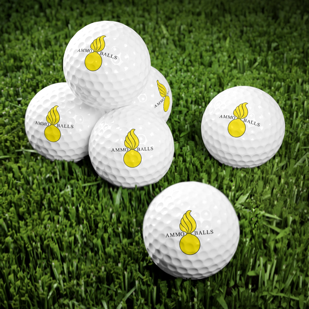 Basic USAF AMMO Yellow Pisspot AMMO BALLS Logo Golf Balls, 6pcs
