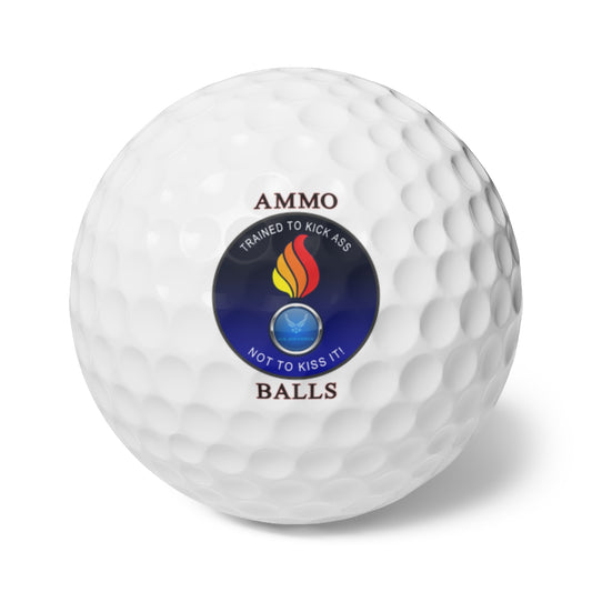 USAF AMMO Circular Pisspot Emblem Trained To Kick Ass Not To Kick It AMMO BALLS Logo Golf Balls, 6pcs