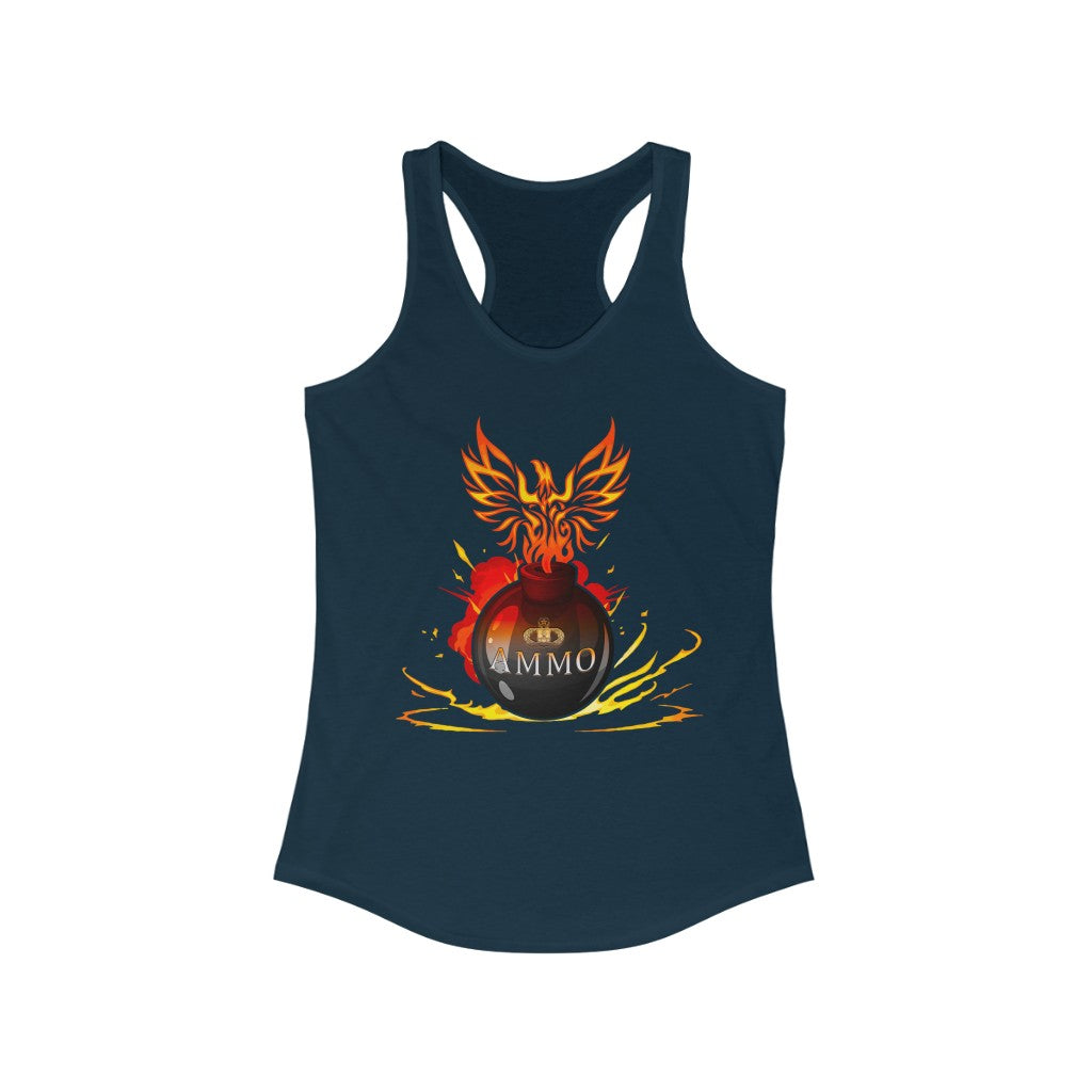 USAF AMMO IYAAYAS Pisspot Flames Phoenix Explosion Womens Ideal Racerback Tank Top