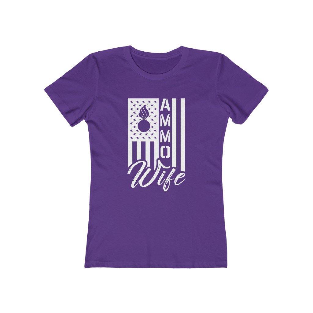 USAF AMMO Wife Dark Shirts Vertical American Flag With Pisspot Inside Stars Women's The Boyfriend Tee - AMMO Pisspot IYAAYAS Gear