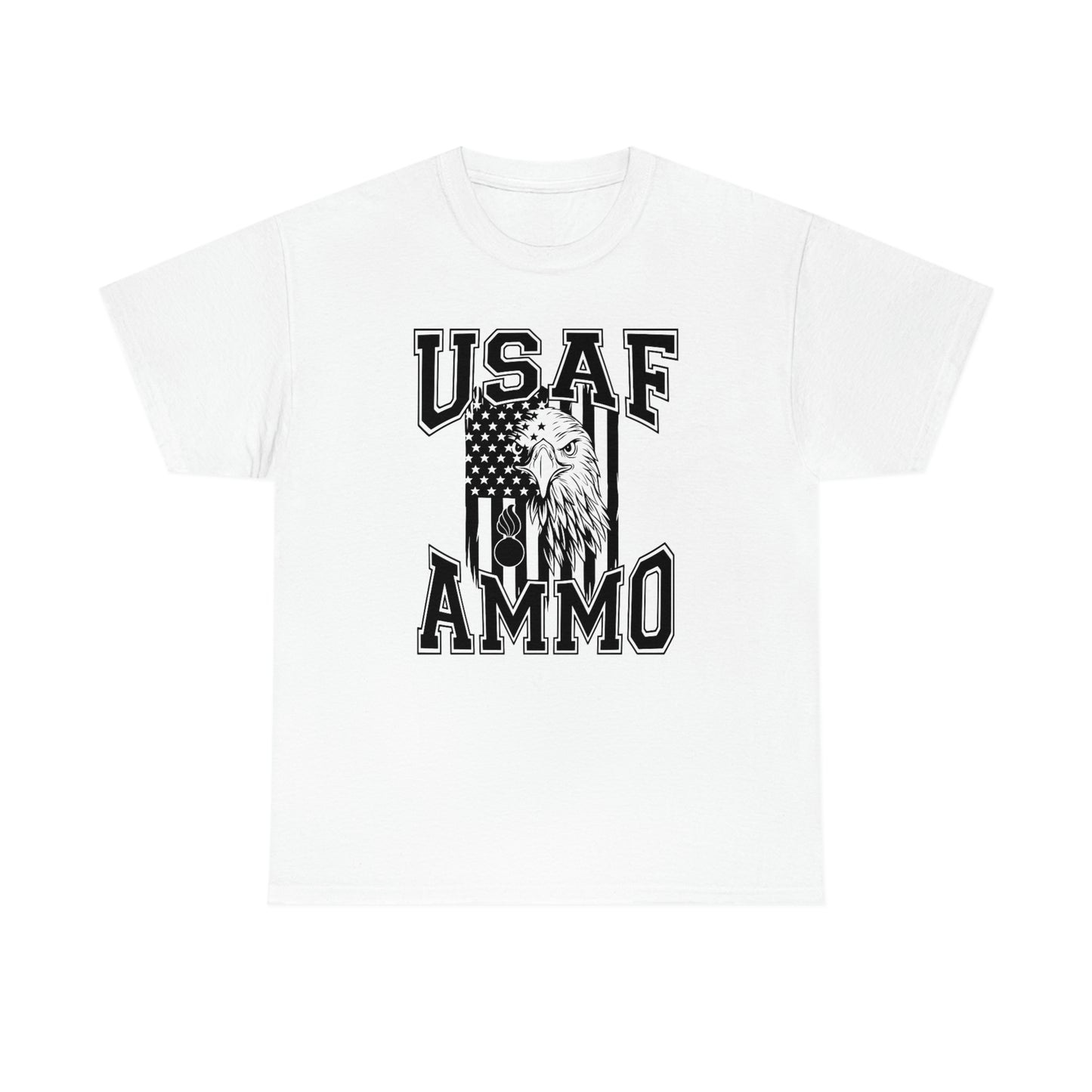 USAF AMMO Eagle Head Vertical American Flag Pisspot Light Colored Shirts Only Unisex Heavy Cotton Tee