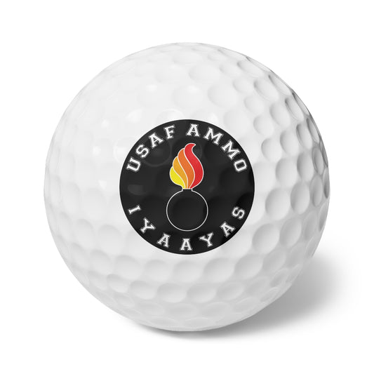 USAF AMMO Circular Pisspot IYAAYAS Logo Golf Balls, 6pcs