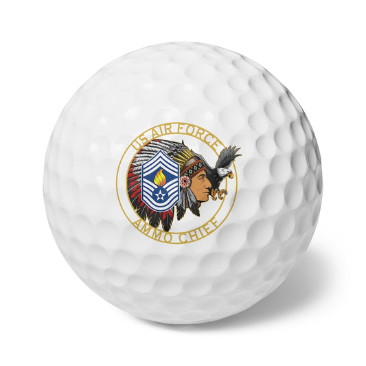 USAF AMMO Chief Stripes Pisspot Eagle Head Circular Logo Munitions Heritage Golf Balls, 6pcs