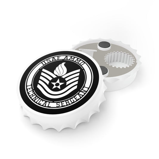 USAF AMMO Technical Sergeant E-6 Rank Stripe With Pisspot Logo Magnetic Bottle Cap Opener