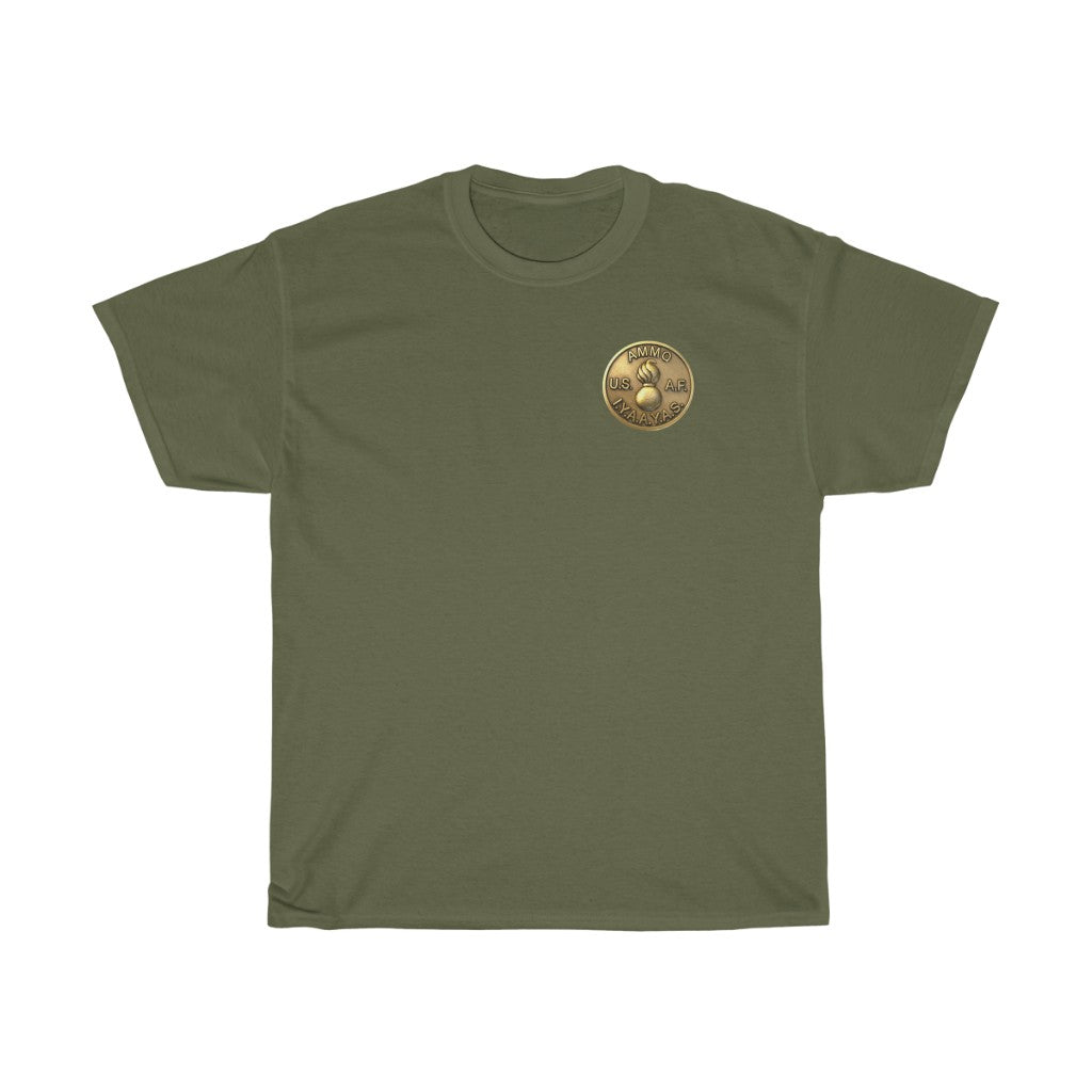 The AMMO Coin Don't Get Caught Without It Girl Bending Over Coin American Flag Front and Back Design Unisex Heavy Cotton Tee