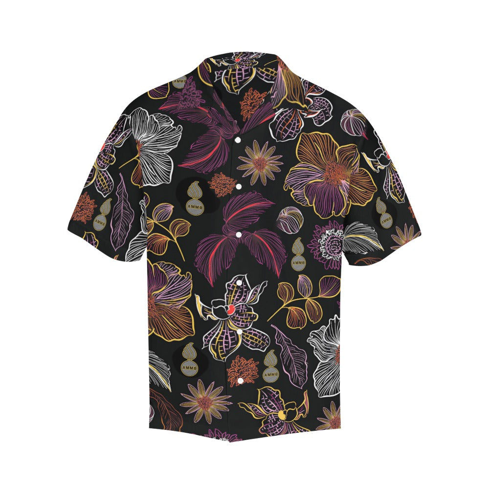 USAF AMMO Neon Flowers Leaves and Pisspots Mens Hawaiian Shirt