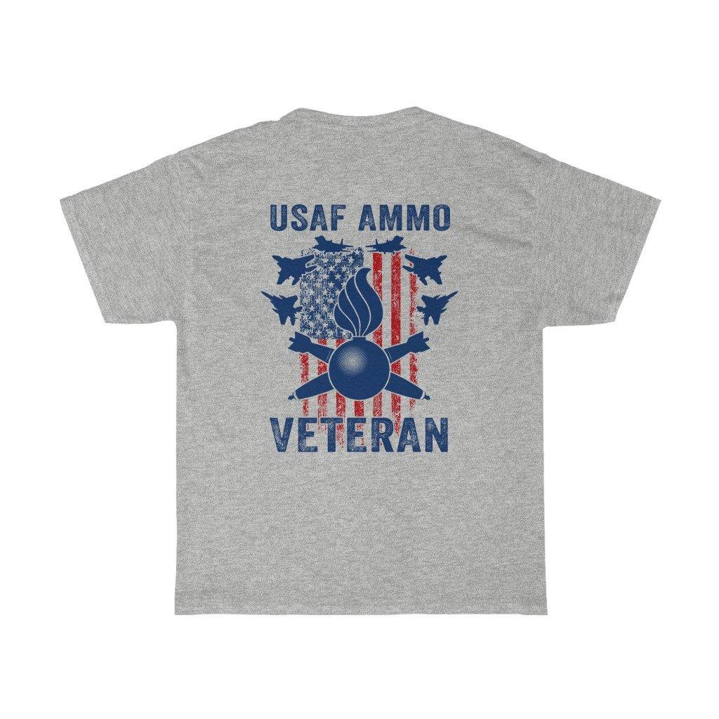 USAF AMMO Veteran Vertical American Flag F-15s Pisspot Crossed MK-82 Bombs Munitions Unisex Gift T-Shirt - AMMO Pisspot IYAAYAS Gear