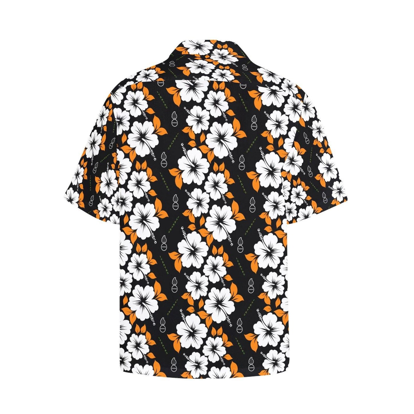 USAF AMMO White Orange Flowers Pisspots IYAAYAS AMMO Hawaiian Shirt With Front Left Chest Pocket - AMMO Pisspot IYAAYAS Gear