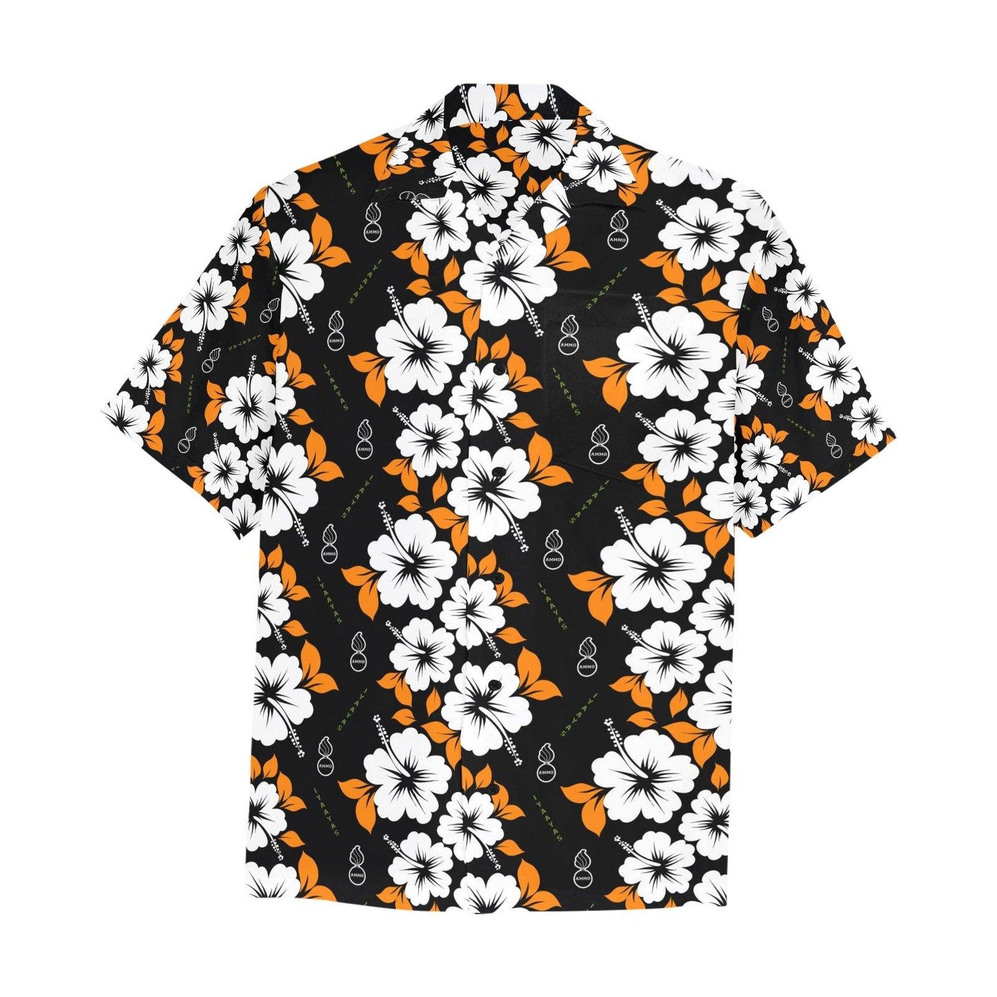 USAF AMMO White Orange Flowers Pisspots IYAAYAS AMMO Hawaiian Shirt With Front Left Chest Pocket - AMMO Pisspot IYAAYAS Gear