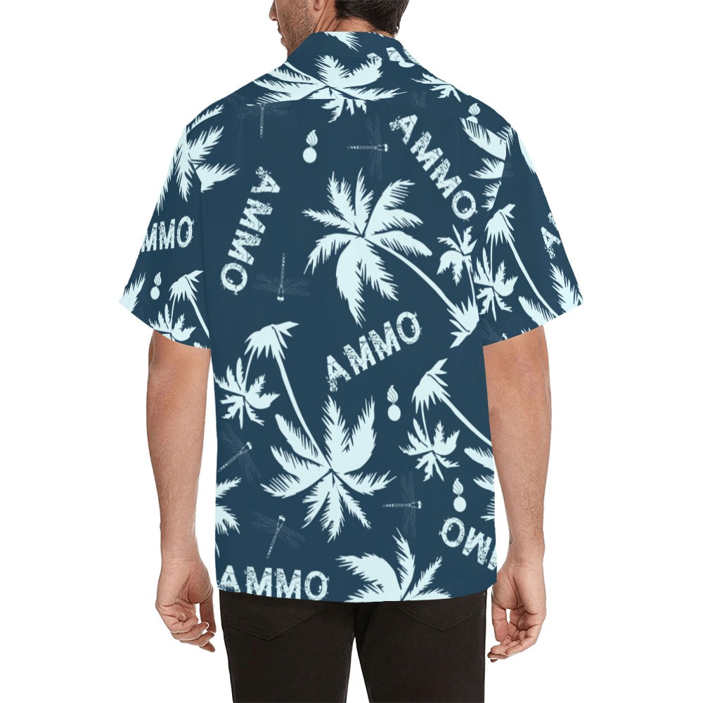 AMMO Hawaiian Shirt Tropical Palm Tree AMMO Pisspot Dragon Fly Pattern
