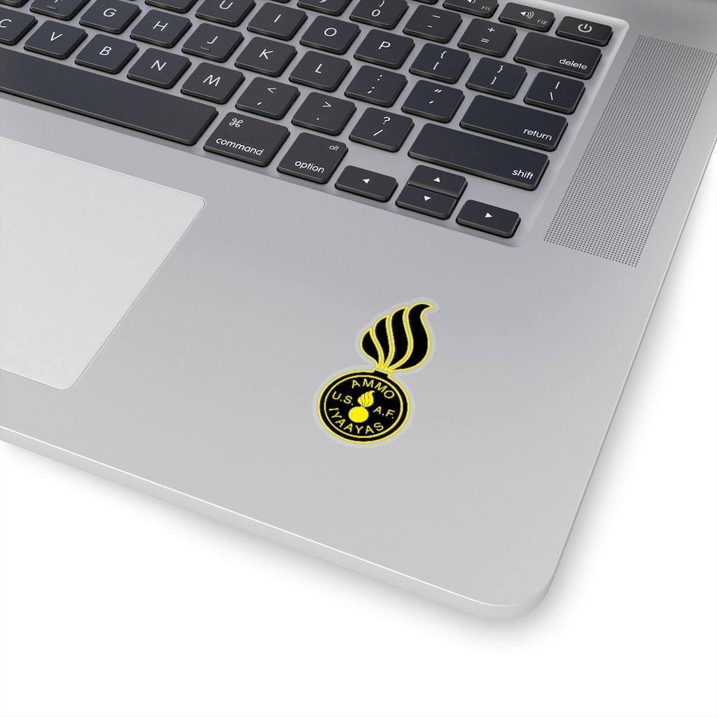 USAF AMMO Pisspot With AMMO Coin Inside Black Yellow Die Cut Sticker - AMMO Pisspot IYAAYAS Gear