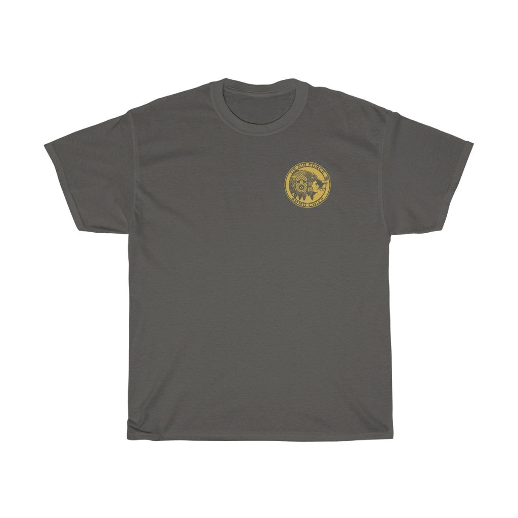 USAF AMMO Chief Native American Indian Full Headdress Stripes Pisspot Flames Eagle Unisex Heavy Cotton Tee