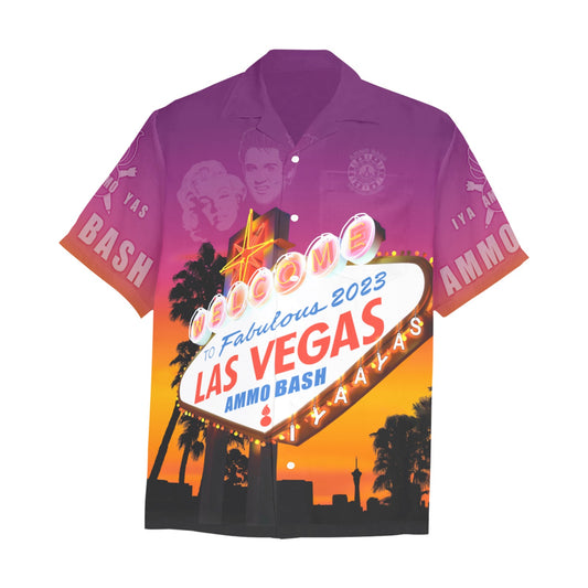 AMMO Bash 2023 AVA STAFF MEMBER ONLY Las Vegas Nevada Ellis Island Hotel Casino Brewery Mens Front Left Chest Pocket Event Hawaiian Shirt