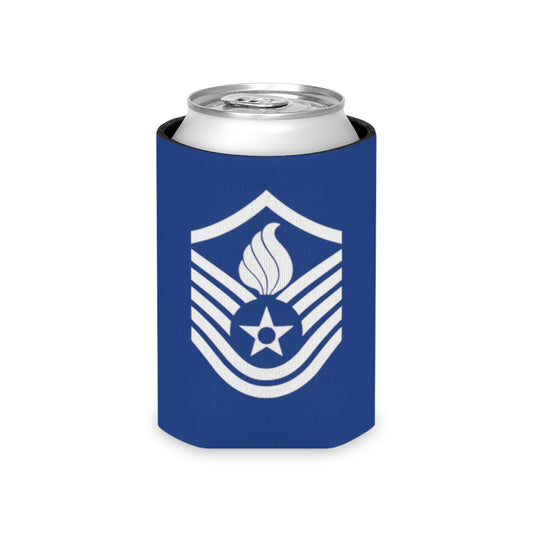 USAF AMMO White Master Sergeant Stripes With Pisspot Flames Blue Beer Coozie Can Cooler