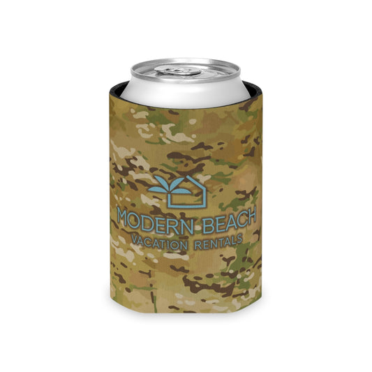 Modern Beach Vacation Rentals Basic Logo Camouflage OCP Can Coozie Cooler