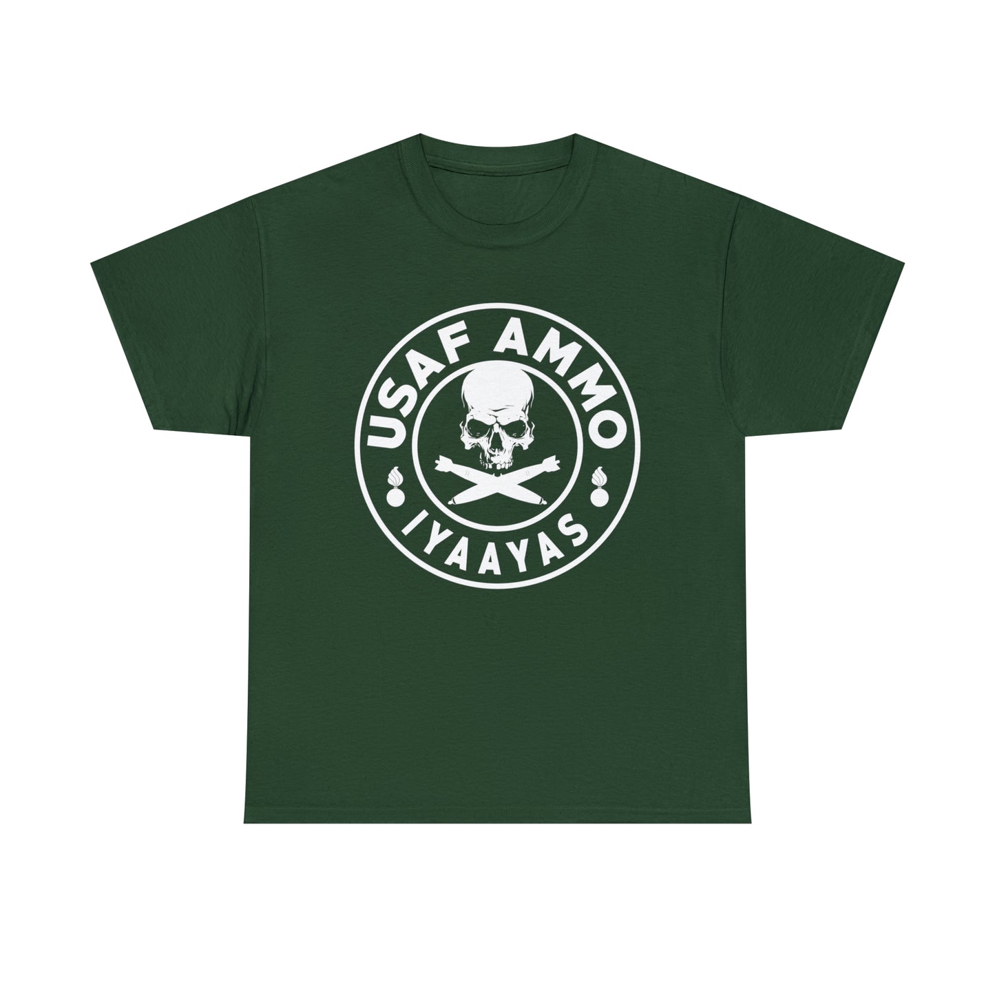 USAF AMMO Skull Cross Bombs IYAAYAS Pisspots Pirate Flag Style Logo Unisex T-Shirt