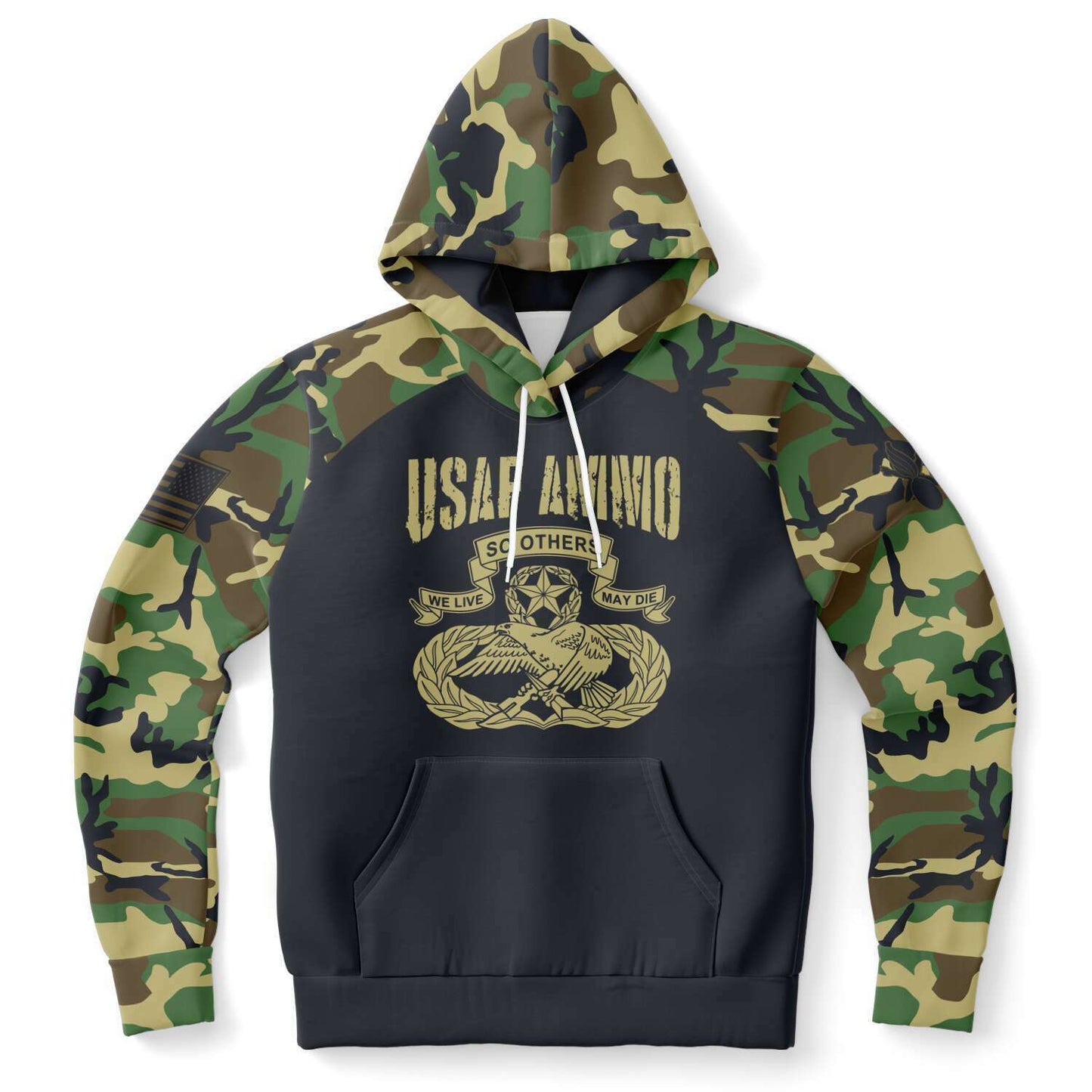 USAF AMMO BDU Pattern Camouflage Punisher Old AMMO Badge Unisex All Over Print Hoodie