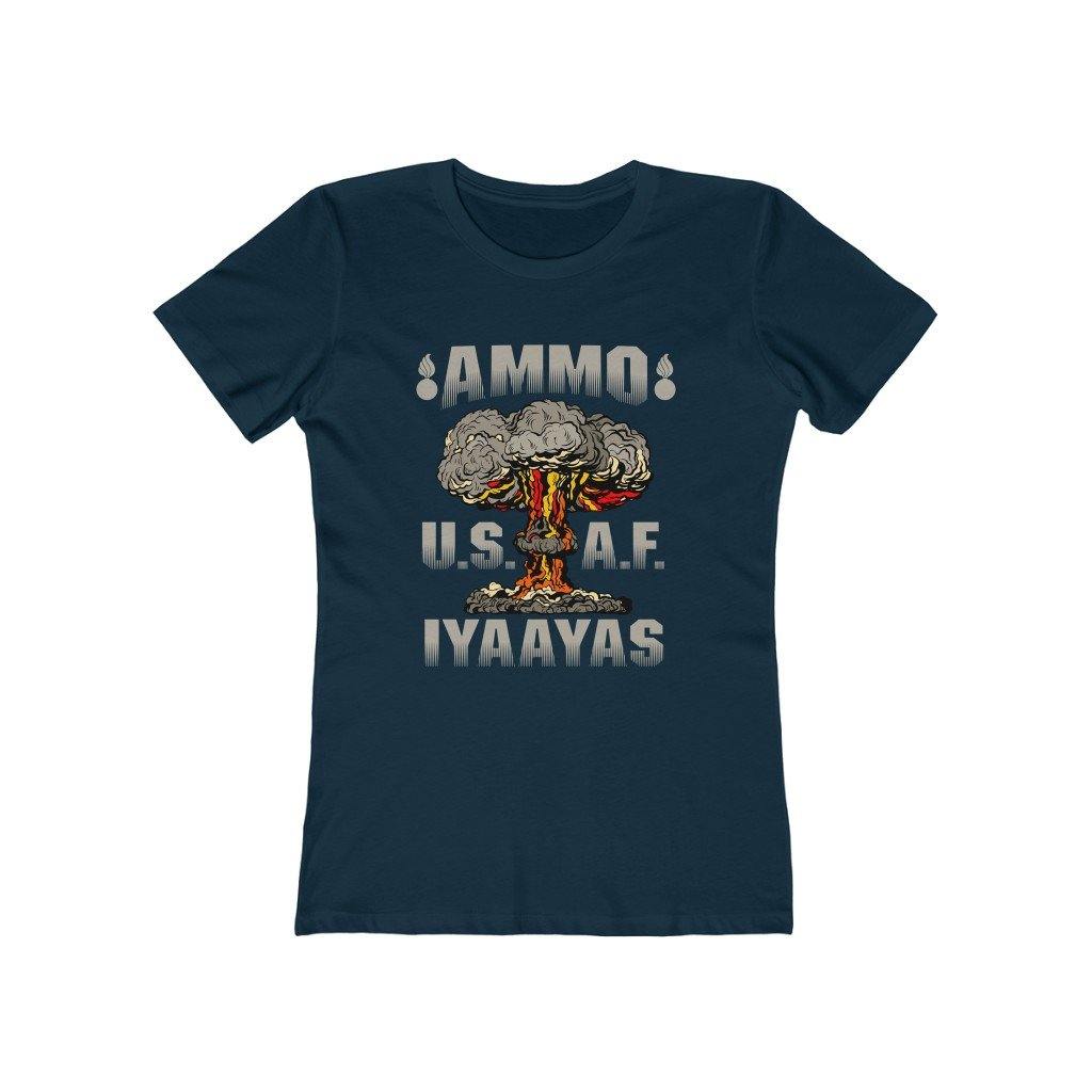 USAF AMMO Mushroom Cloud Pisspots IYAAYAS Women's The Boyfriend Tee - AMMO Pisspot IYAAYAS Gear
