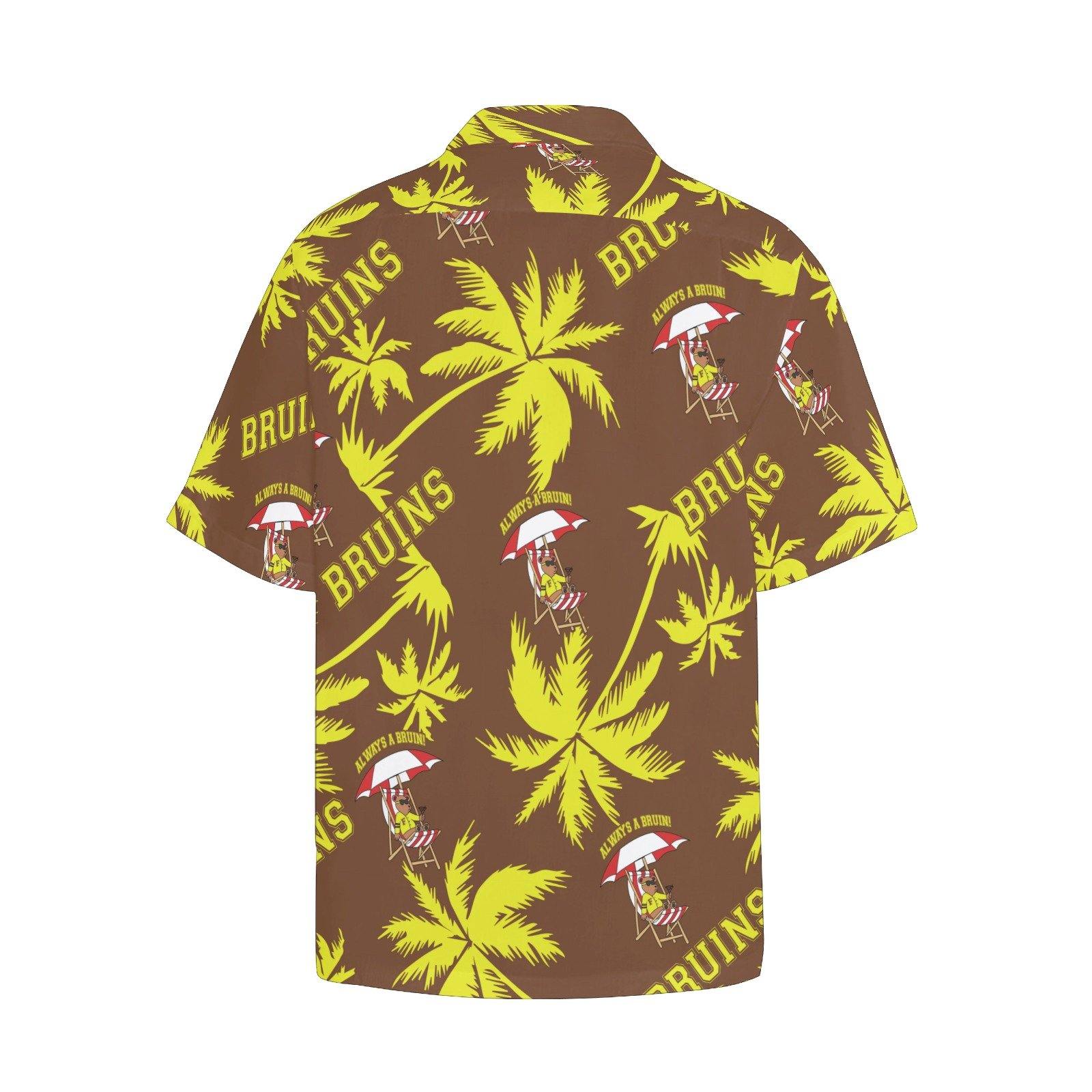 Fargo South High Bruins Bear Palm Trees Brown Hawaiian Shirt With Pocket - AMMO Pisspot IYAAYAS Gear