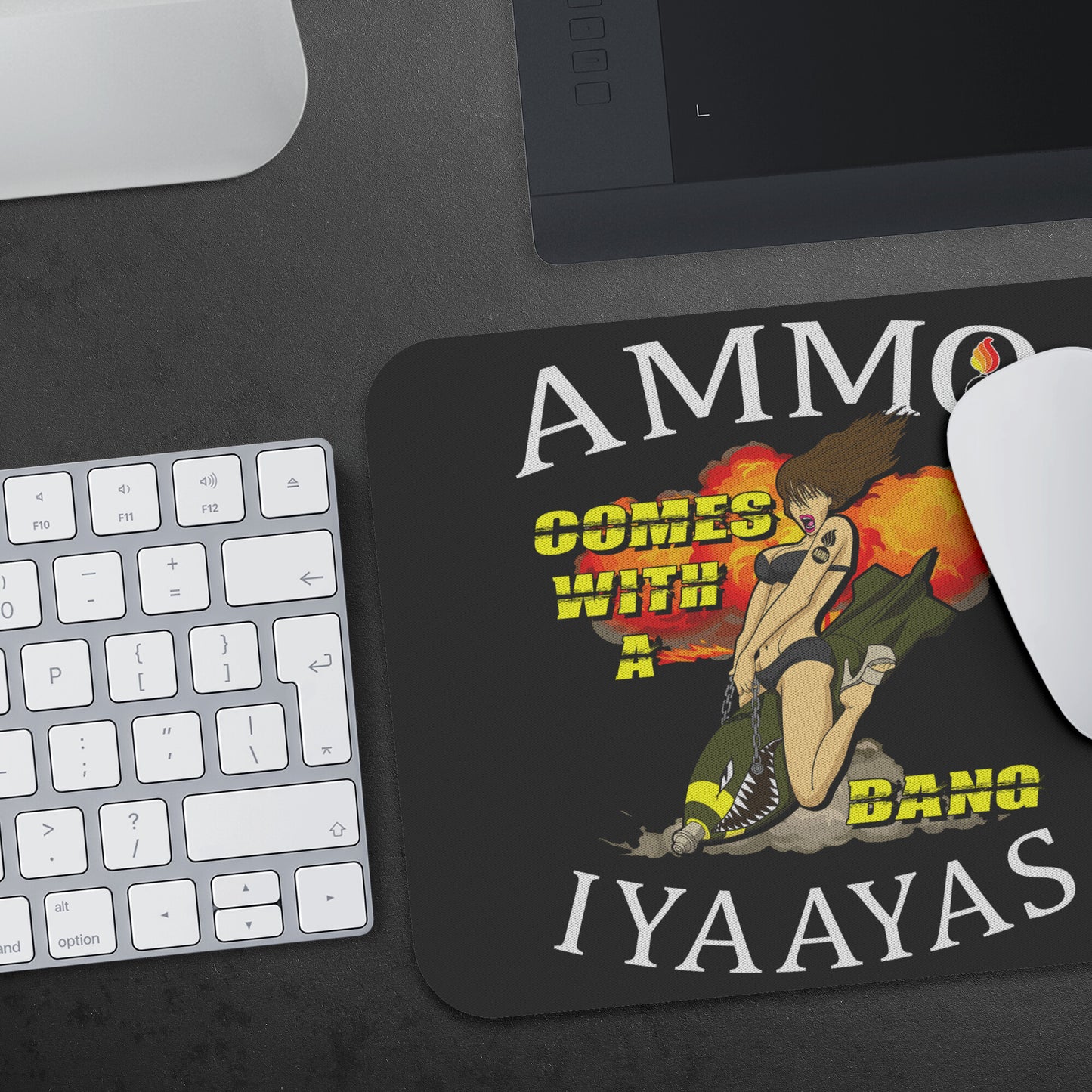AMMO Girl Riding Bomb Comes With A Bang IYAAYAS Pisspot Mousepad