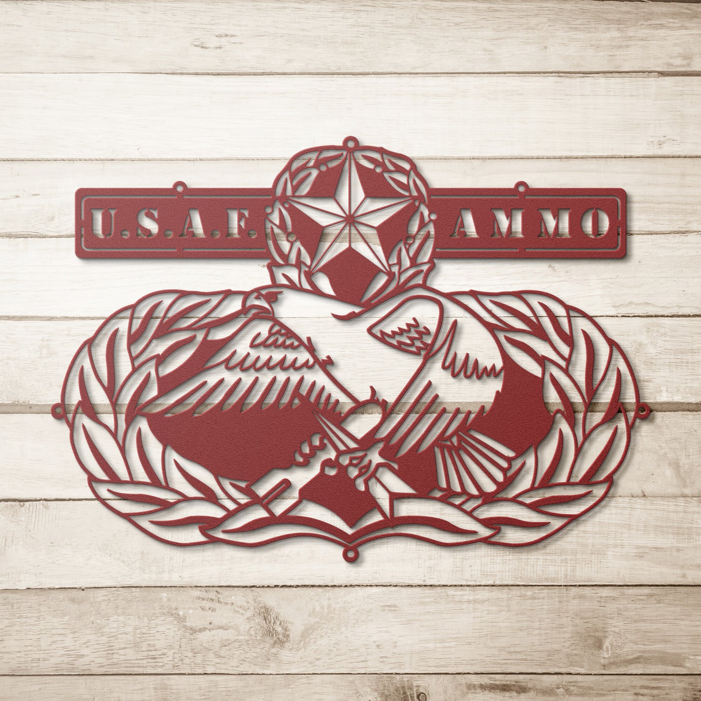 AMMO Original Old Maintenance Badge Die Cut Hanging Metal Wall Sign