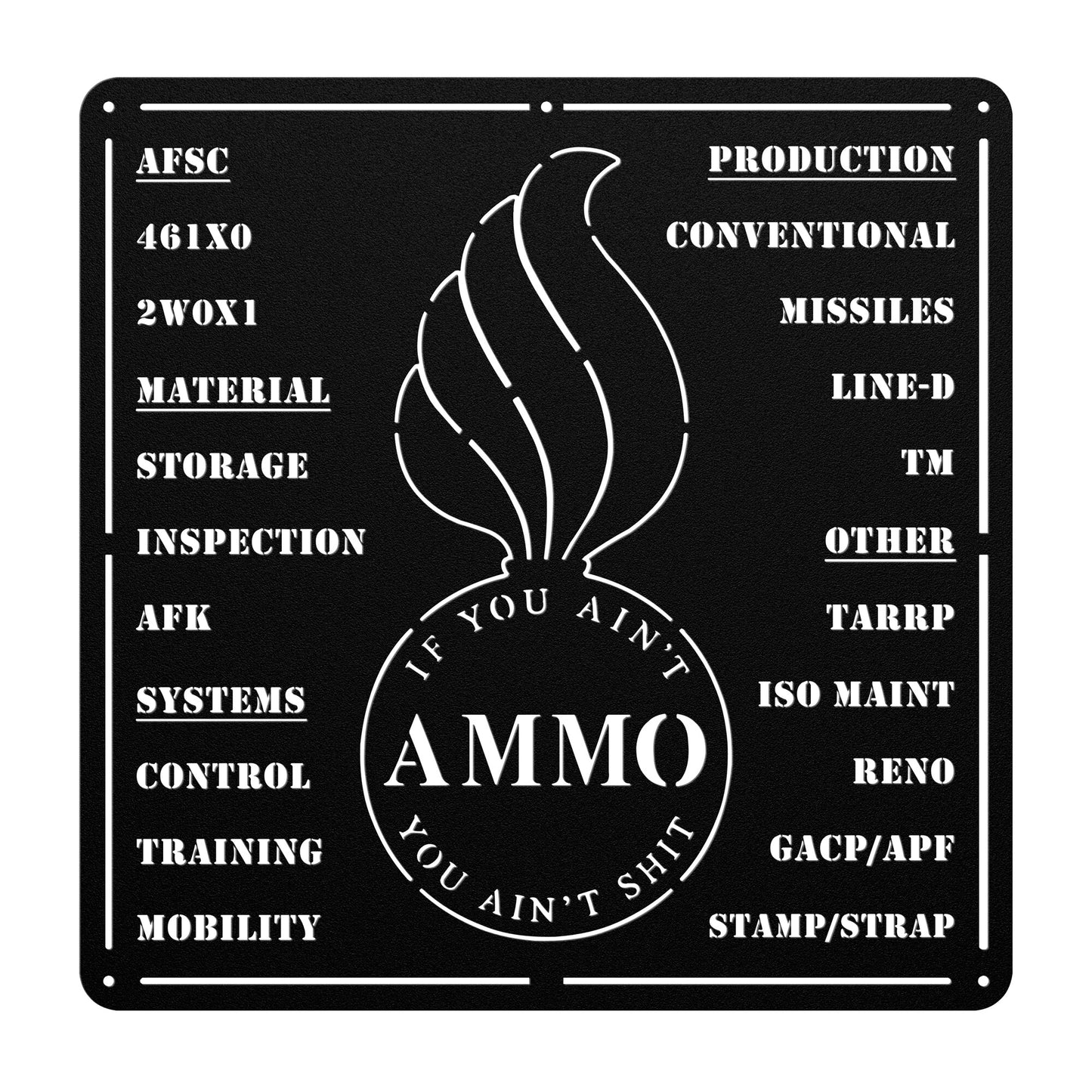 AMMO Pisspot With All Shops Frame Die Cut Hanging Metal Wall Sign
