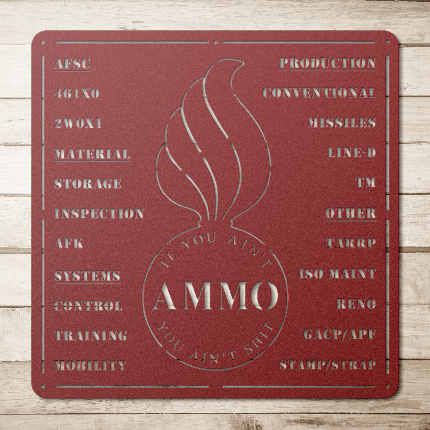 AMMO Pisspot With All Shops Frame Die Cut Hanging Metal Wall Sign