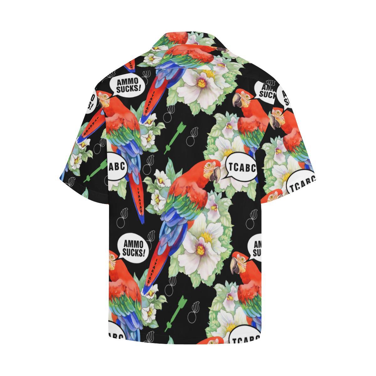 AMMO Hawaiian Shirt Parrots Talking AMMO Sucks TCABC - AMMO Pisspot IYAAYAS Gear