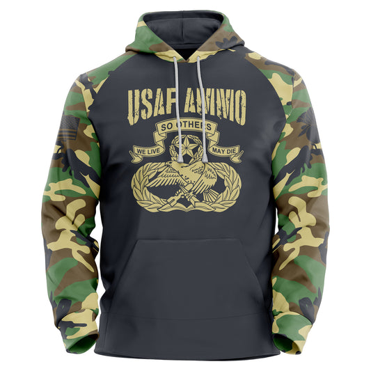 USAF AMMO BDU Pattern Camouflage Punisher Old AMMO Badge Unisex All Over Print Hoodie