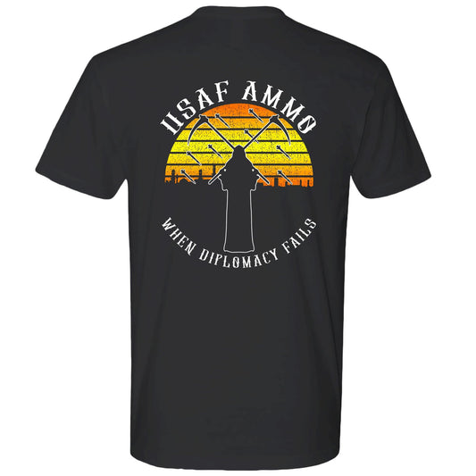 USAF AMMO Grim Reaper Two Scythes Crossed Sunset Bombs Dropping IYAAYAS Gift T-Shirt - AMMO Pisspot IYAAYAS Gear