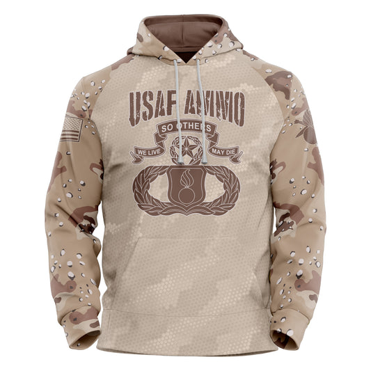 USAF AMMO Chocolate Chip Desert Camouflage Punisher New AMMO Badge Unisex All Over Print Hoodie