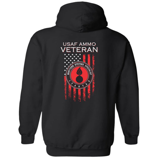 USAF AMMO Veteran Vertical Flag Round Pisspot Logo Munitions Gift Unisex Pullover Hoodie