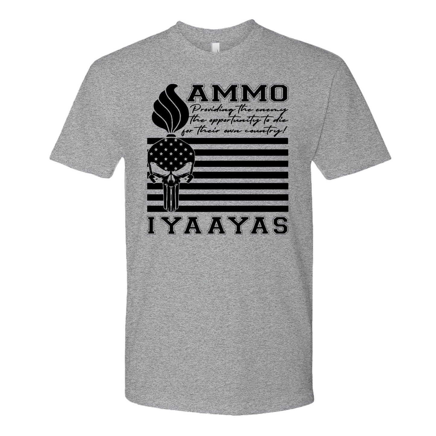 USAF AMMO Punisher Flag Motto IYAAYAS Munitions Heritage Unisex Gift T-Shirt - AMMO Pisspot IYAAYAS Gear