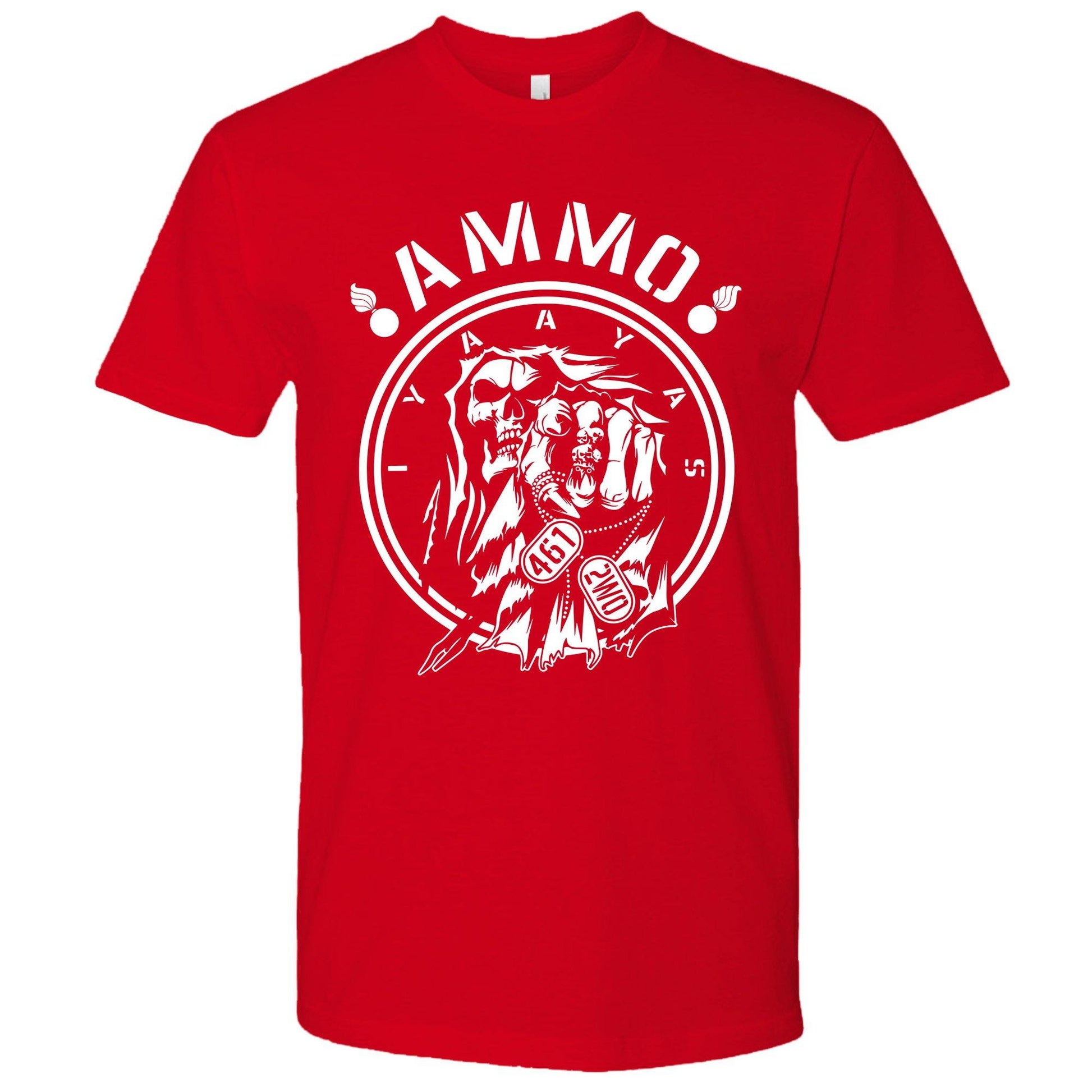 AMMO Grim Reaper Pointing 461 2W0 IYAAYAS Circular Coin Style Logo Unisex Gift T-Shirt - AMMO Pisspot IYAAYAS Gear