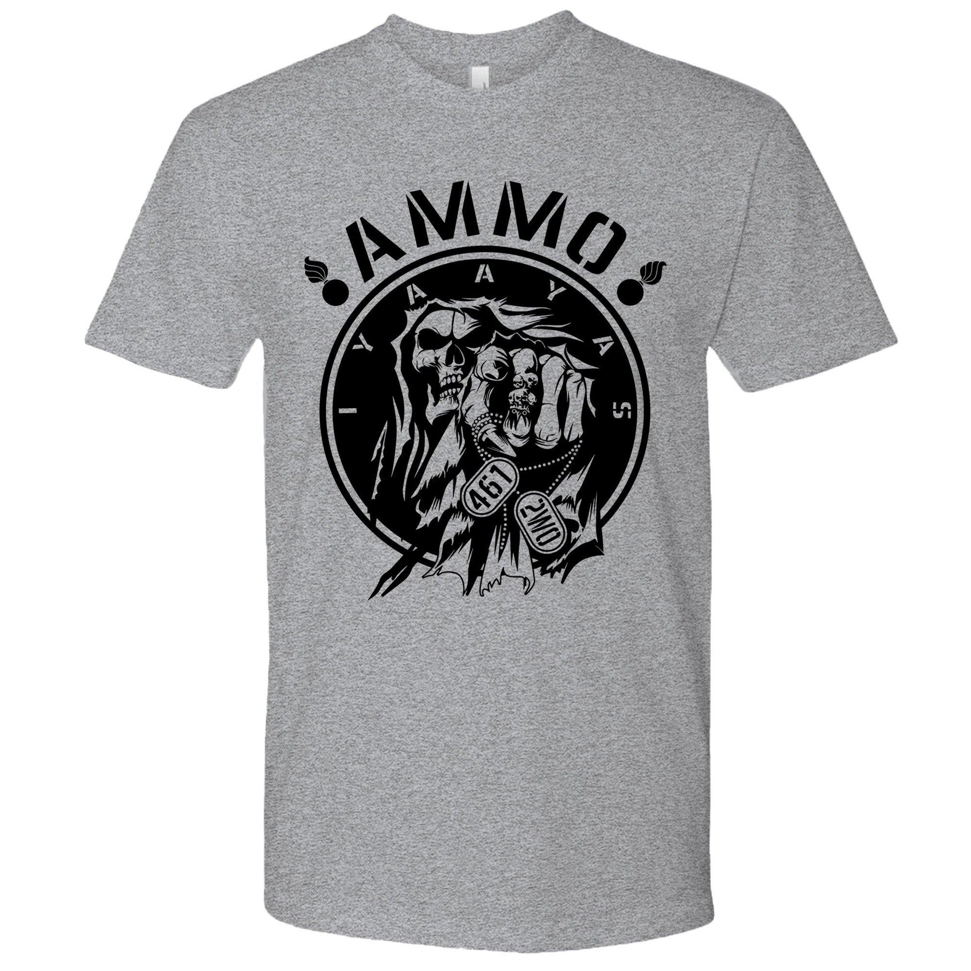 AMMO Grim Reaper Pointing 461 2W0 IYAAYAS Circular Coin Style Logo Unisex Gift T-Shirt - AMMO Pisspot IYAAYAS Gear