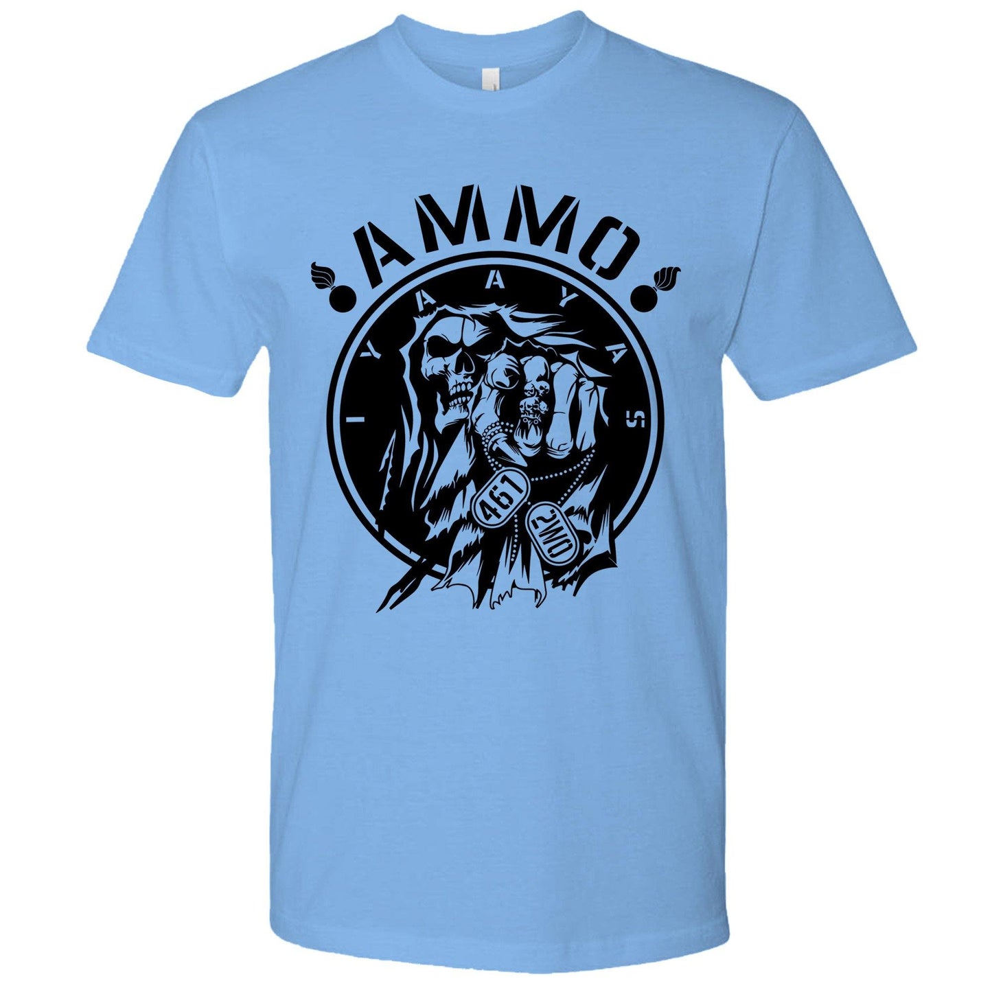 AMMO Grim Reaper Pointing 461 2W0 IYAAYAS Circular Coin Style Logo Unisex Gift T-Shirt - AMMO Pisspot IYAAYAS Gear
