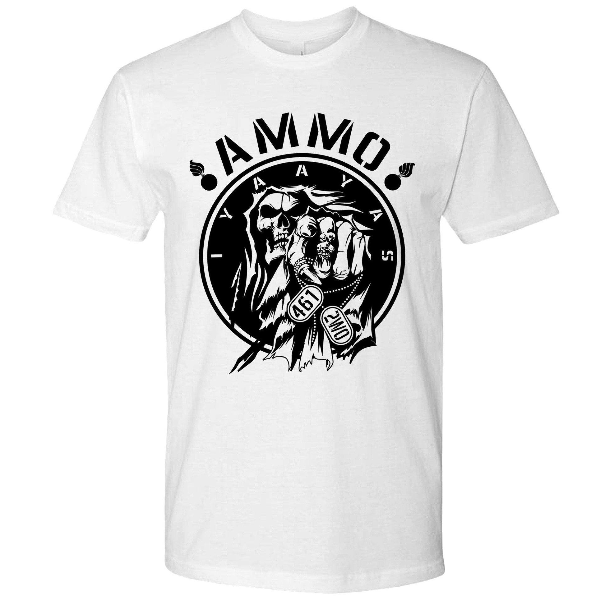 AMMO Grim Reaper Pointing 461 2W0 IYAAYAS Circular Coin Style Logo Unisex Gift T-Shirt - AMMO Pisspot IYAAYAS Gear