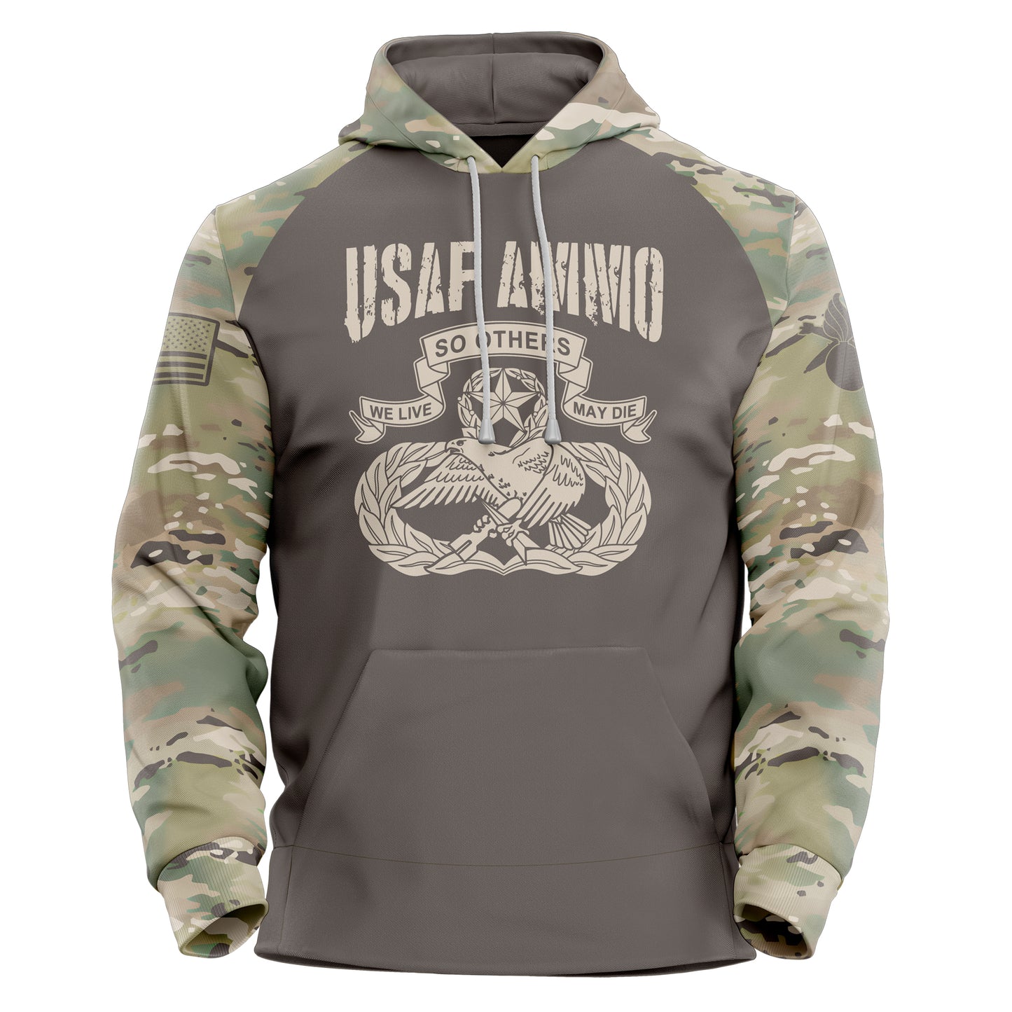 USAF AMMO OCP Camouflage Punisher Old AMMO Badge Unisex All Over Print Hoodie