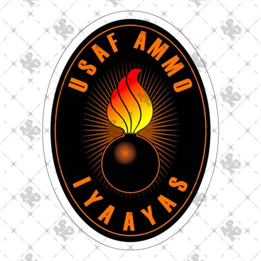 USAF AMMO IYAAYAS Pisspot Black Orange Oval Shaped Outdoor and Indoor Vinyl Kiss Cut Stickers - AMMO Pisspot IYAAYAS Gear