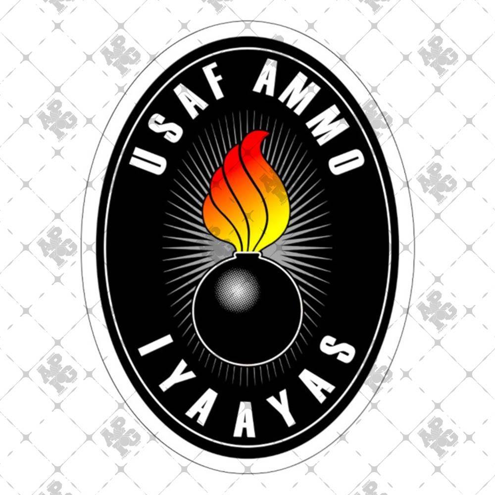 USAF AMMO IYAAYAS Pisspot Black White Oval Shaped Outdoor and Indoor Vinyl Kiss Cut Stickers - AMMO Pisspot IYAAYAS Gear