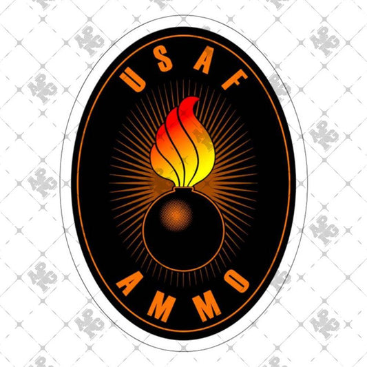USAF AMMO Pisspot Black Orange Oval Shaped Outdoor and Indoor Vinyl Kiss Cut Stickers - AMMO Pisspot IYAAYAS Gear