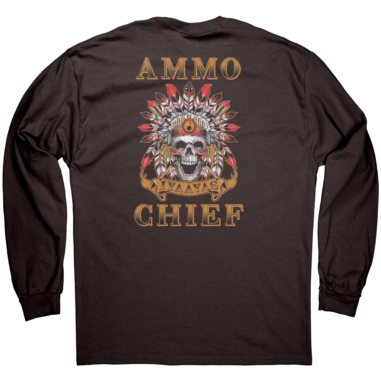 USAF AMMO Chief Feathers Skull Headdress Pisspot Stripes Mens Long Sleeve Shirt