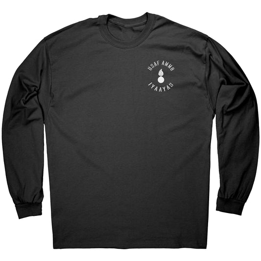 USAF AMMO Grim Reaper Sunset Bombs Dropping When Diplomacy Fails Mens Long Sleeve Shirt