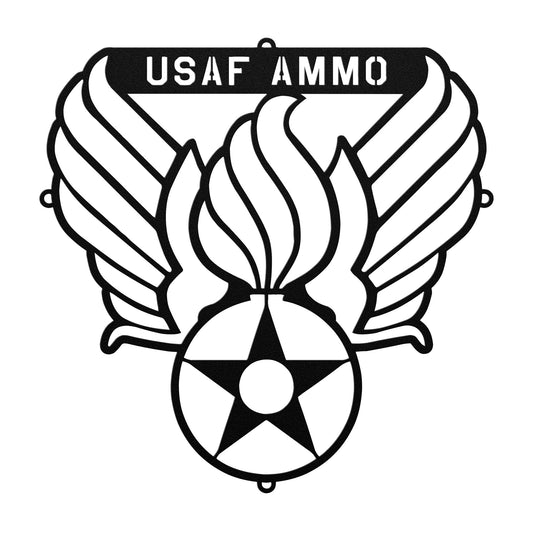 USAF AMMO Hap Arnold Logo Combined With Pisspot Die Cut Hanging Metal Wall Sign