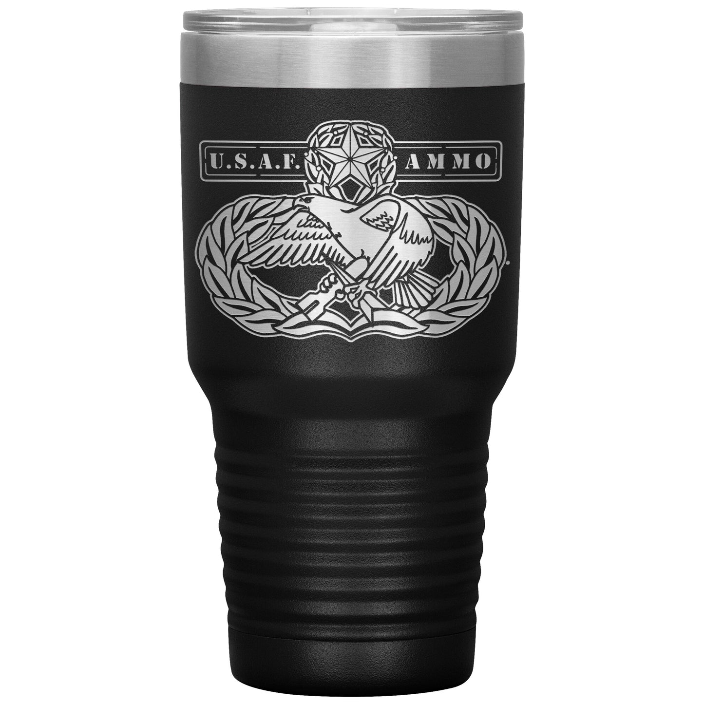 USAF AMMO Old Original Occupational Maintenance Badge With Words On Both Sides 30oz Tumbler