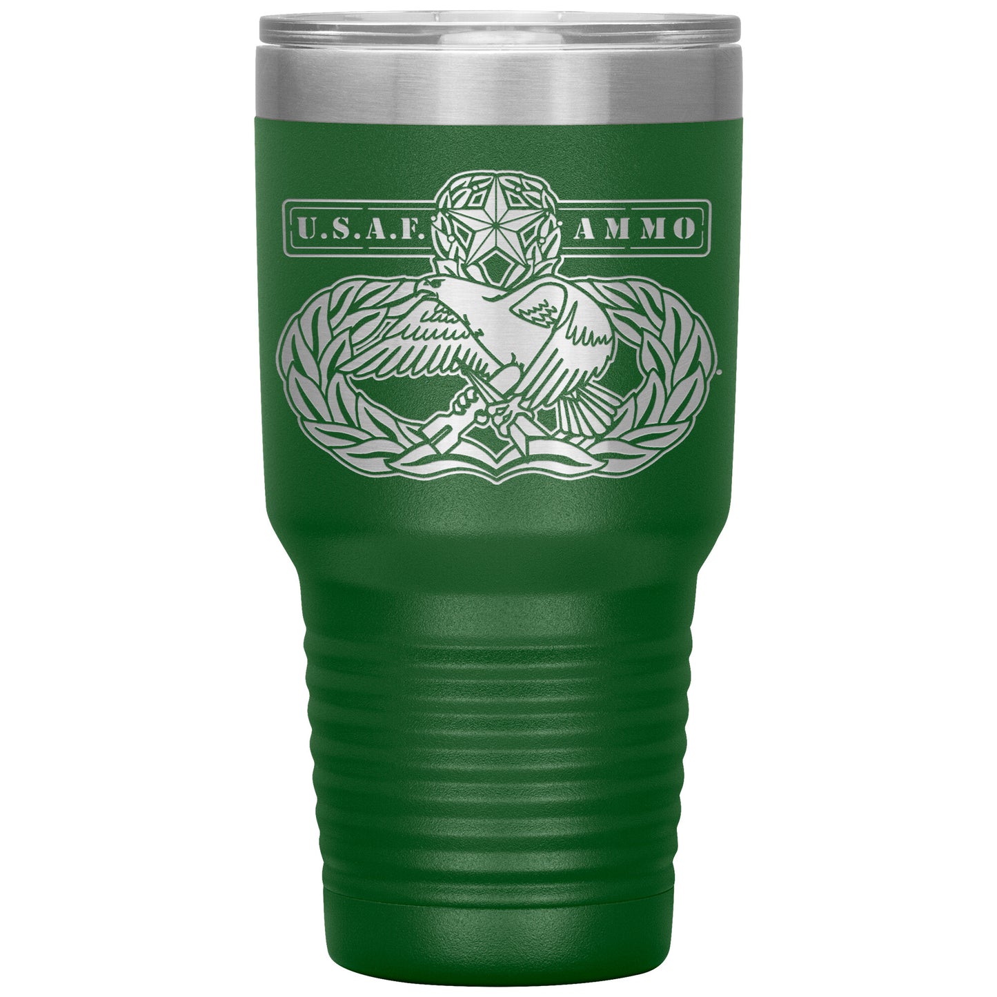 USAF AMMO Old Original Occupational Maintenance Badge With Words On Both Sides 30oz Tumbler